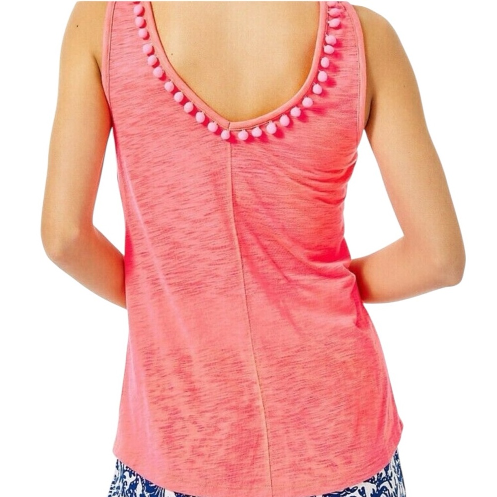 Lilly Pulitzer Gigi Top XXL Love Potion Pink Tank Top Pom Pom Prep Coastal NWT - Picture 3 of 10
